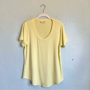 78 & Sunny | Women’s Sonoma V Neck Slinky Short Sleeve Tee‎ Lemonade Yellow EUC